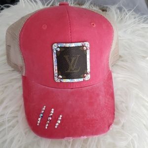 Louis Vuitton patch hat cap with Swarovski crystal